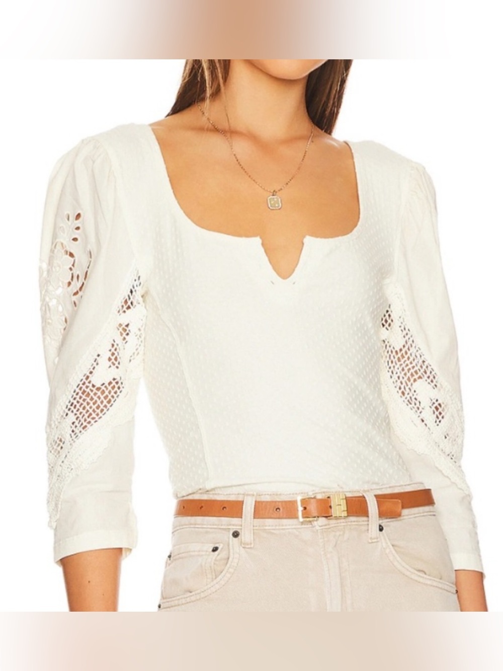 Free People Brunch Date Top in Moon
Glow Size Medium Cottagecore Coquette